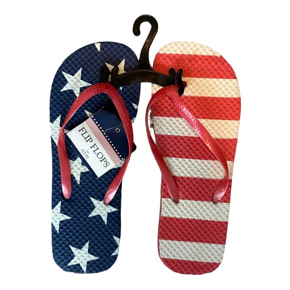USA Women’s Stars & Stripes Foam Thong Flip Flop Sandals NWT small 5/6 - Picture 3 of 8